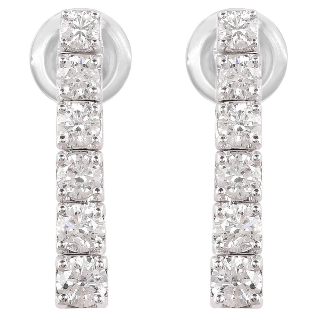 Pendientes de gota de diamante natural de 1,03 quilates, claridad SI y color HI, oro blanco de 14 quilates