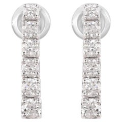 Natural 1.03 Carat SI Clarity HI Color Diamond Drop Earrings 14 Karat White Gold