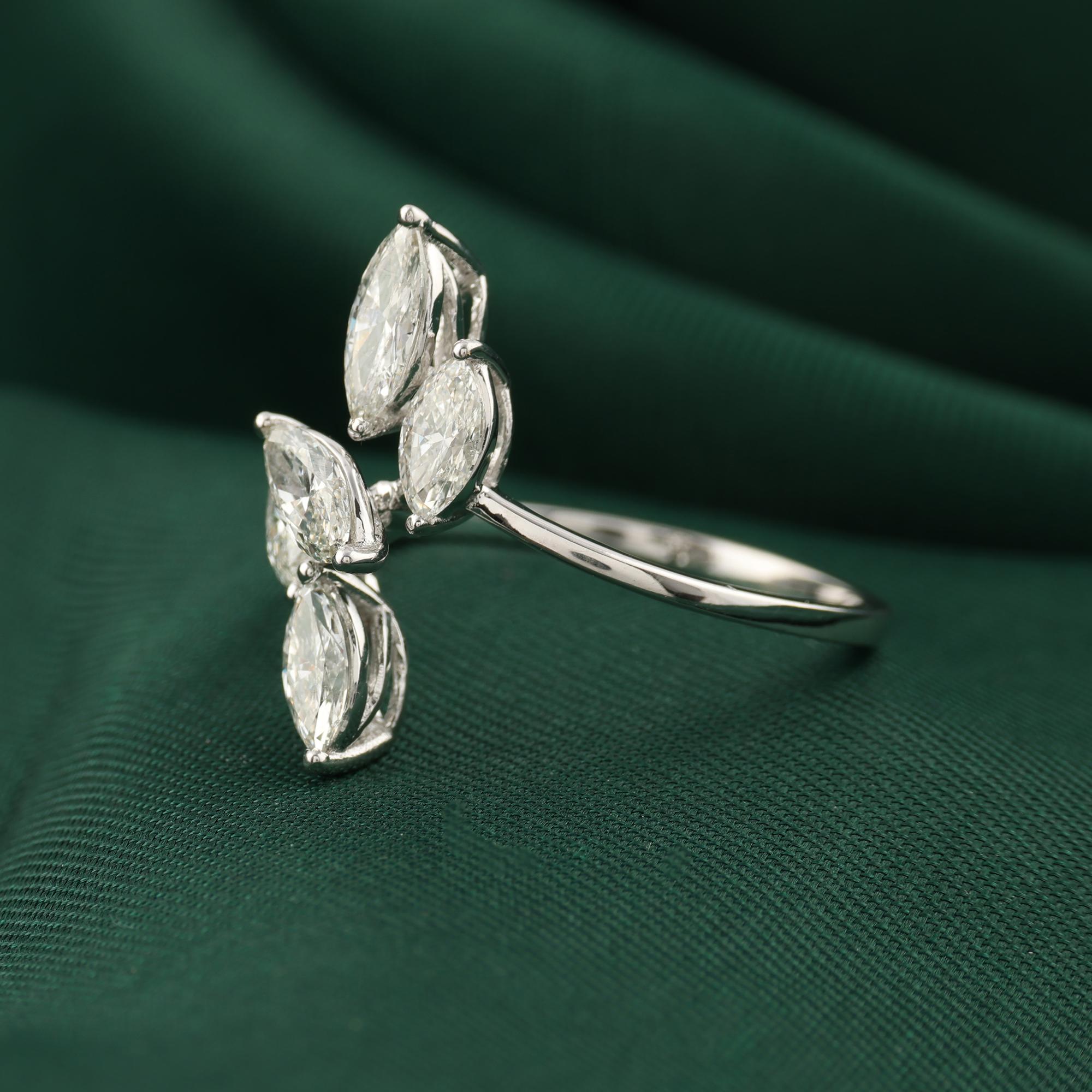 in vendita:  Anello con diamante naturale a cinque marquise da 1,03 carati SI/H Gioielli in oro bianco 18 carati 3