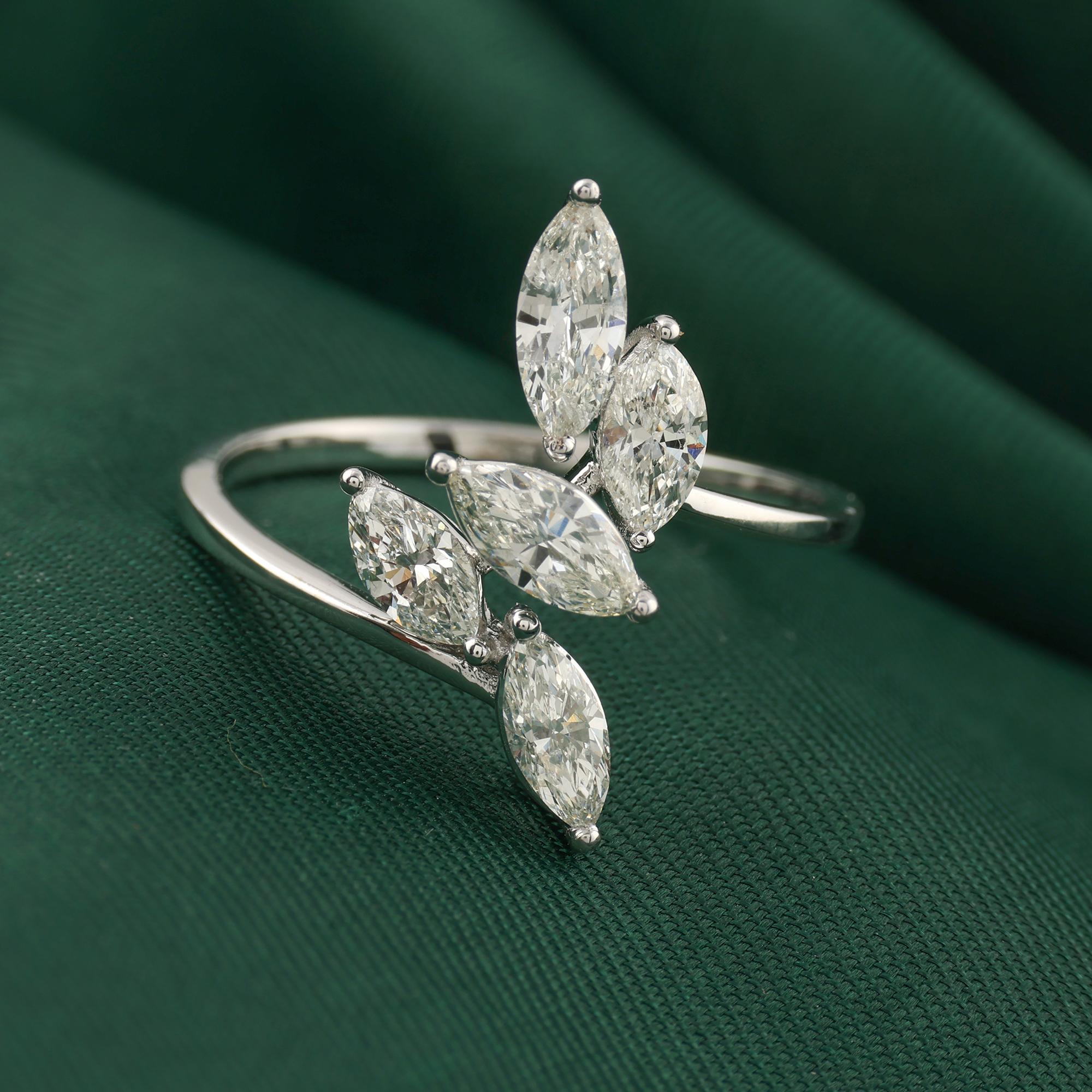 in vendita:  Anello con diamante naturale a cinque marquise da 1,03 carati SI/H Gioielli in oro bianco 18 carati 4