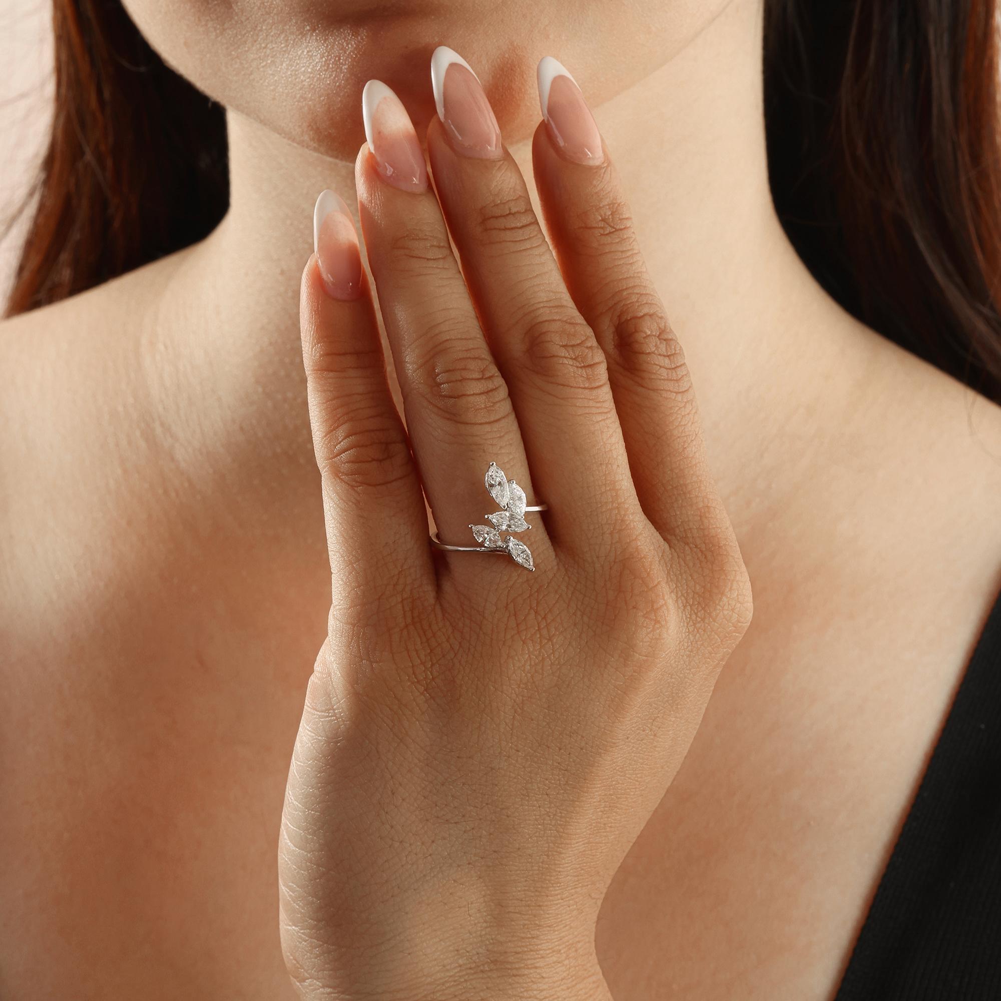 in vendita:  Anello con diamante naturale a cinque marquise da 1,03 carati SI/H Gioielli in oro bianco 18 carati 5