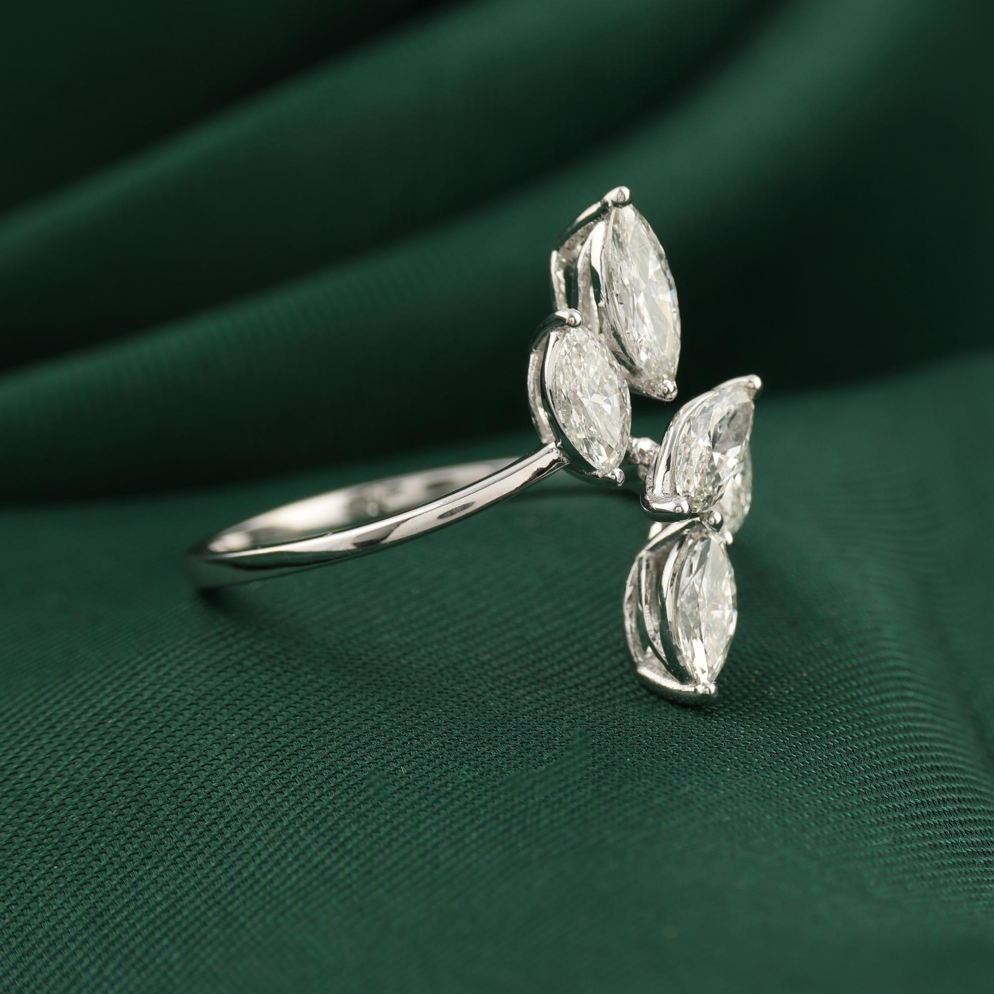 in vendita:  Anello con diamante naturale a cinque marquise da 1,03 carati SI/H Gioielli in oro bianco 18 carati 6