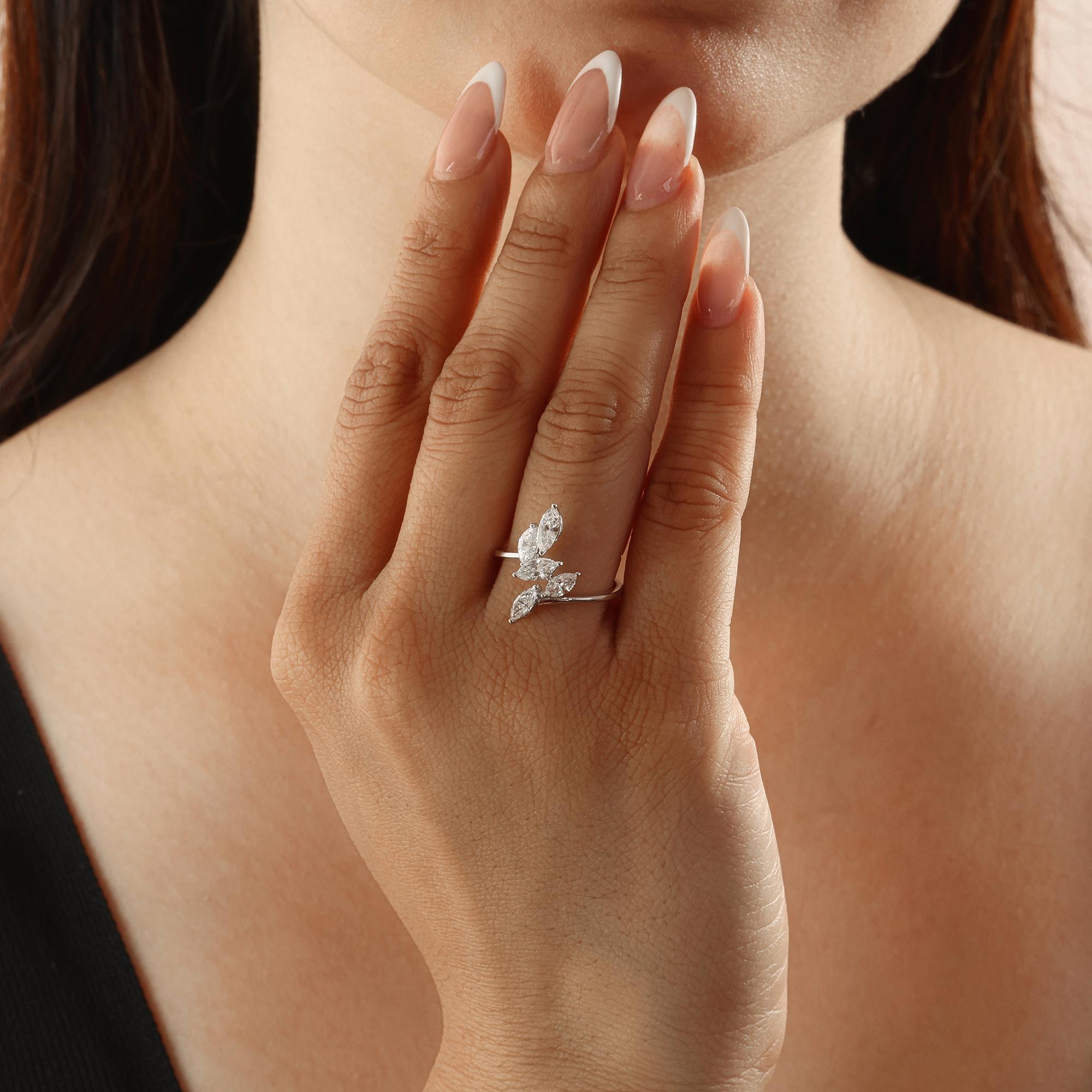 in vendita:  Anello con diamante naturale a cinque marquise da 1,03 carati SI/H Gioielli in oro bianco 18 carati 7