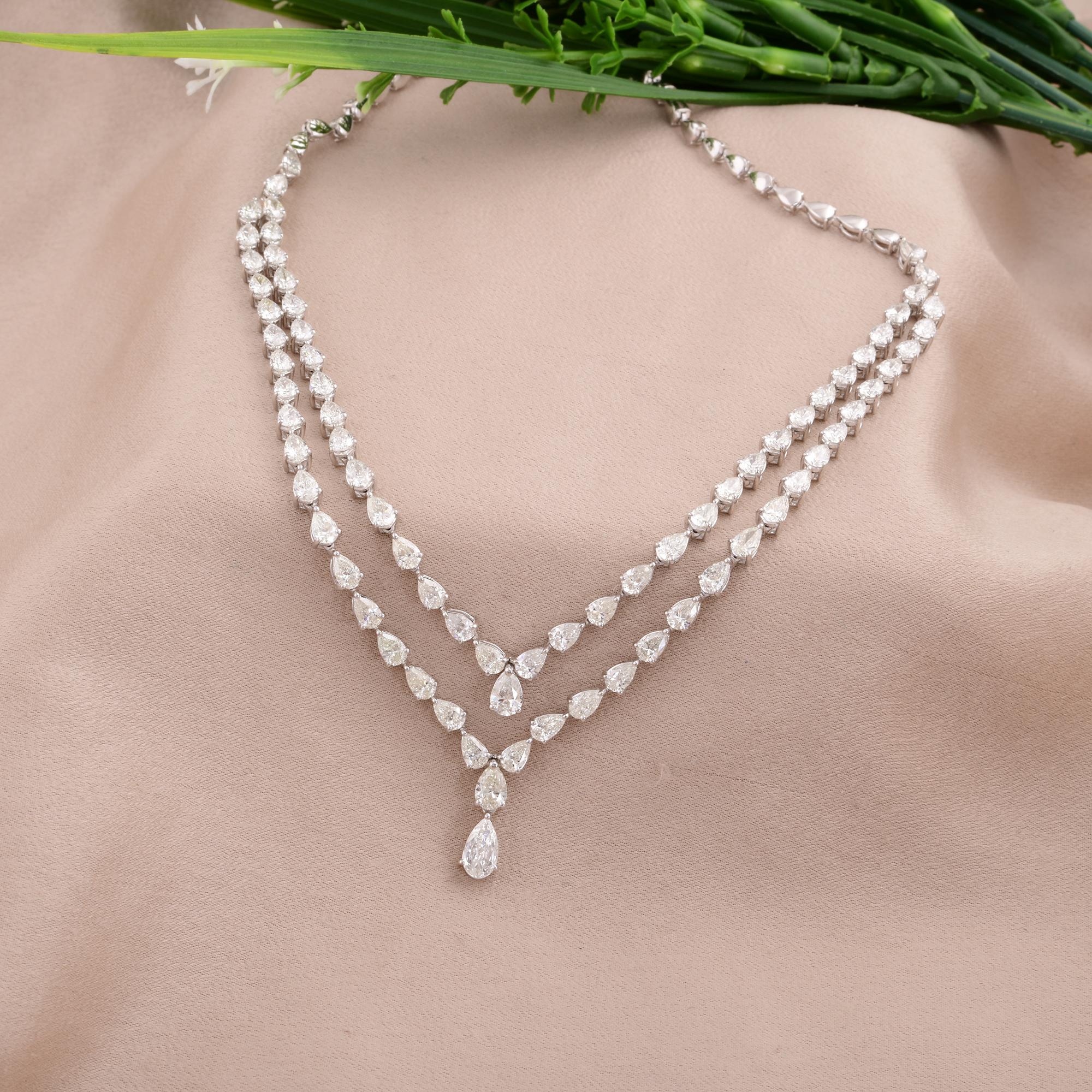 Modern Natural 10.32 Carat Pear Shape Diamond Necklace 18 Karat White Gold Fine Jewelry For Sale