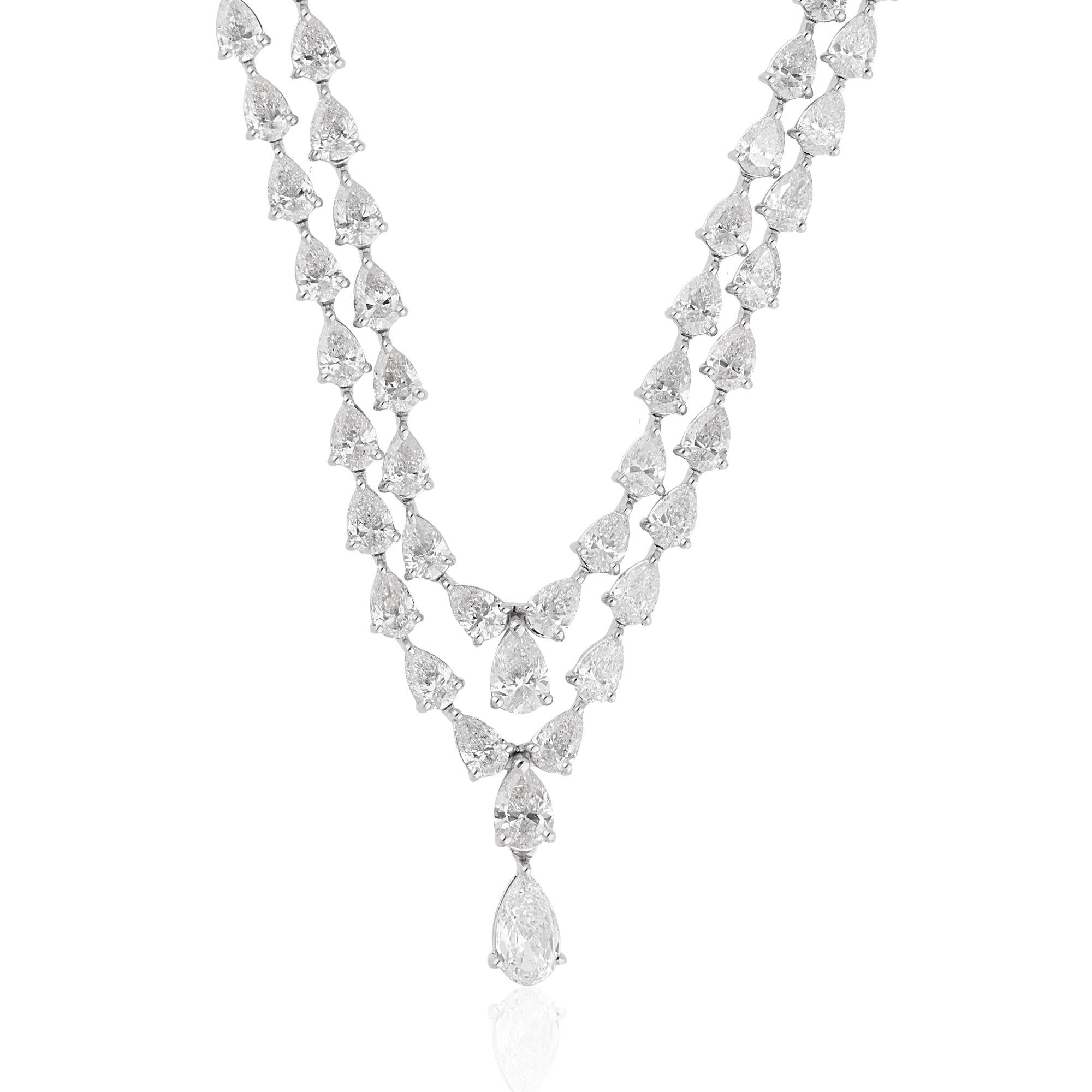 Pear Cut Natural 10.32 Carat Pear Shape Diamond Necklace 18 Karat White Gold Fine Jewelry For Sale