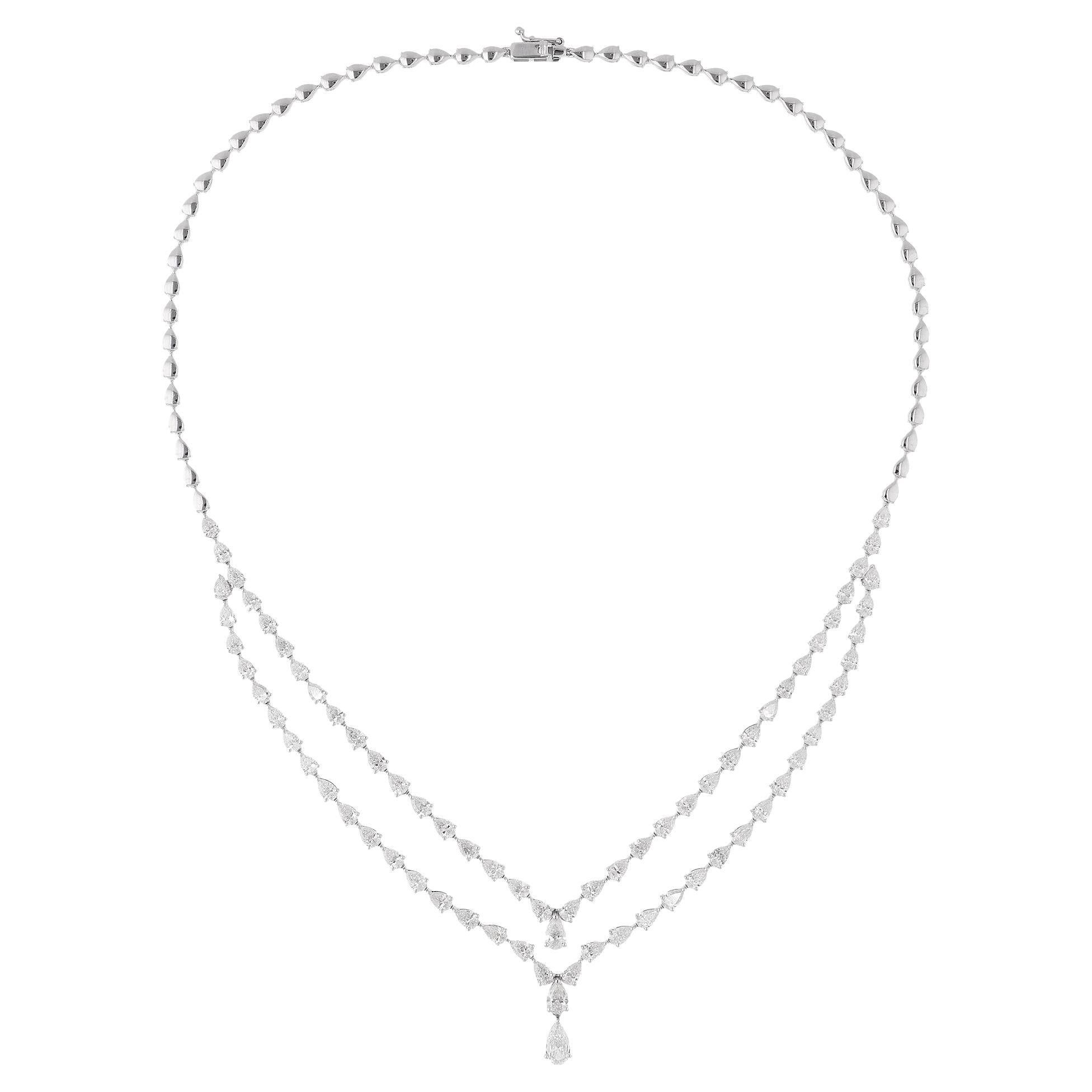 Natural 10.32 Carat Pear Shape Diamond Necklace 18 Karat White Gold Fine Jewelry For Sale
