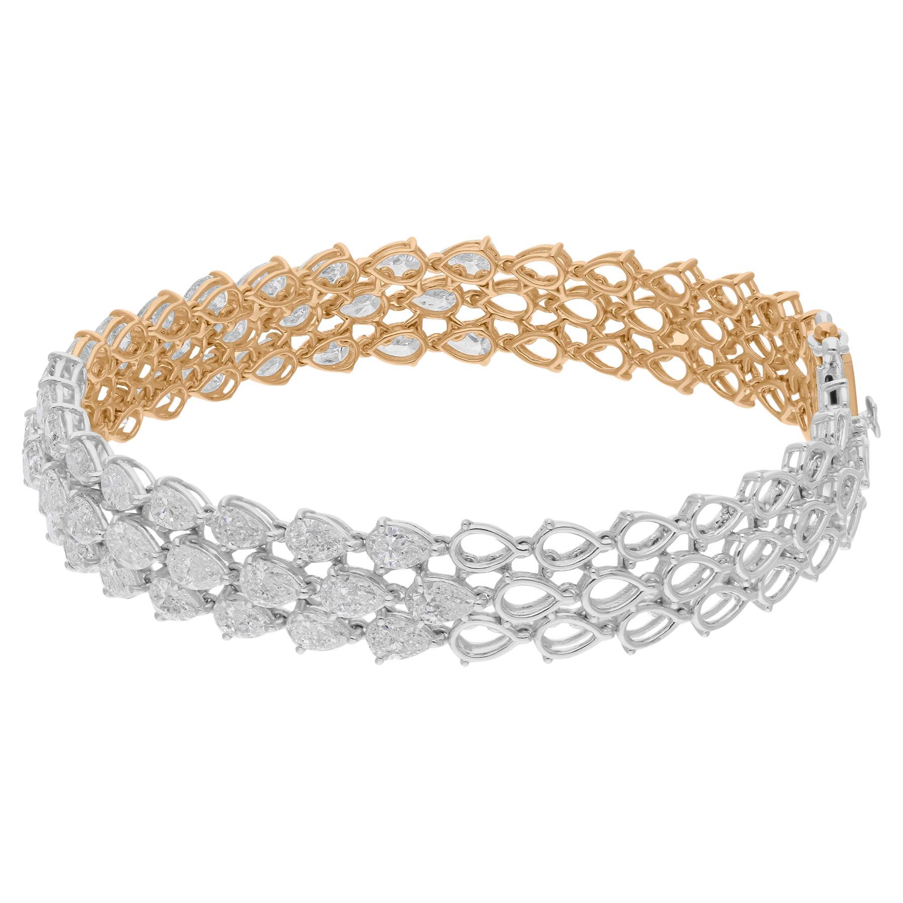 Bracelet en or jaune et blanc 18 carats avec diamants naturels en forme de poire de 10,39 carats SI/H en vente