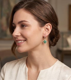 Natural 1.03cts Emerald & 0.38cts Diamond Earring in 14k Gold