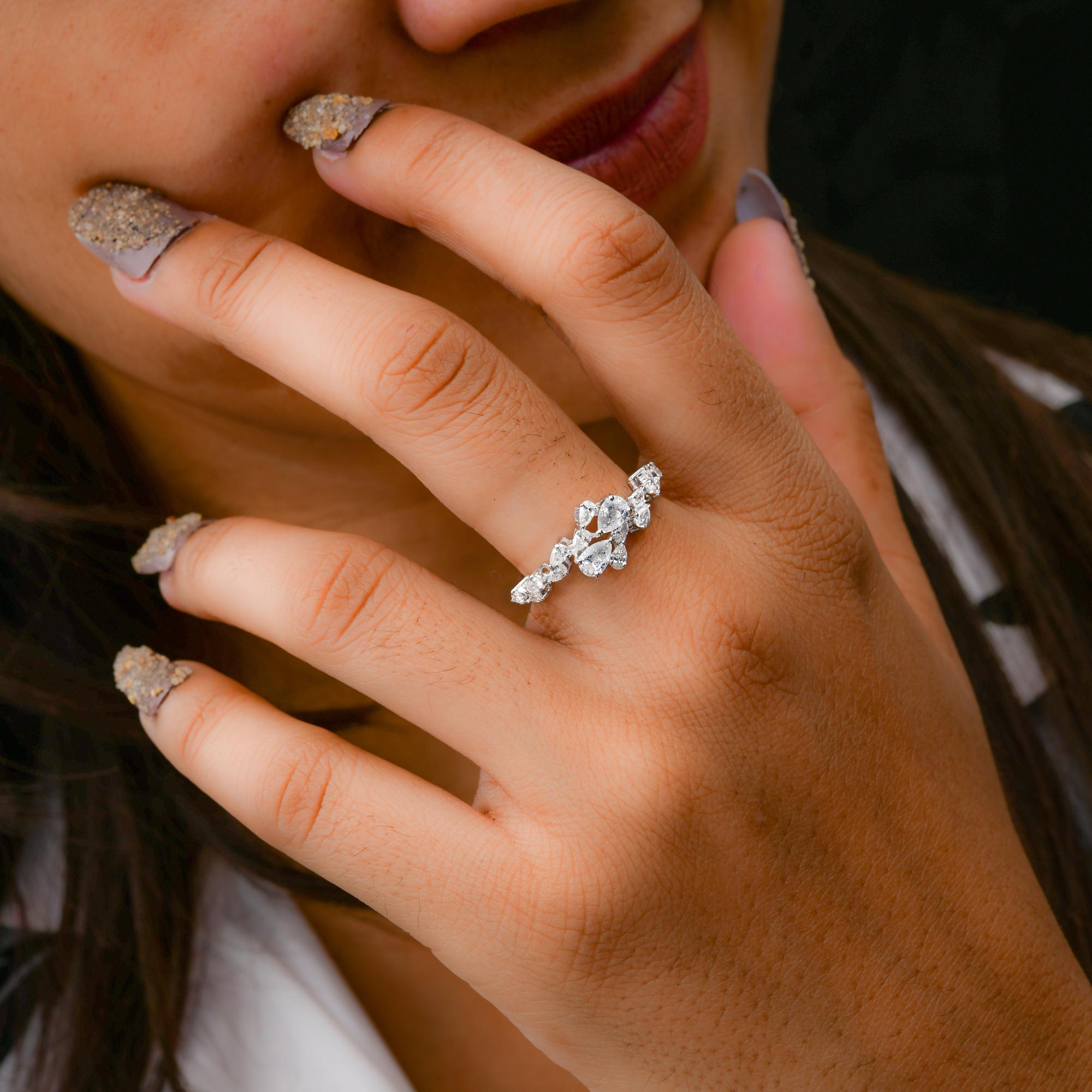Modern Natural 1.04 Carat SI Clarity HI Color Diamond Ring 14 Karat White Gold Jewelry For Sale