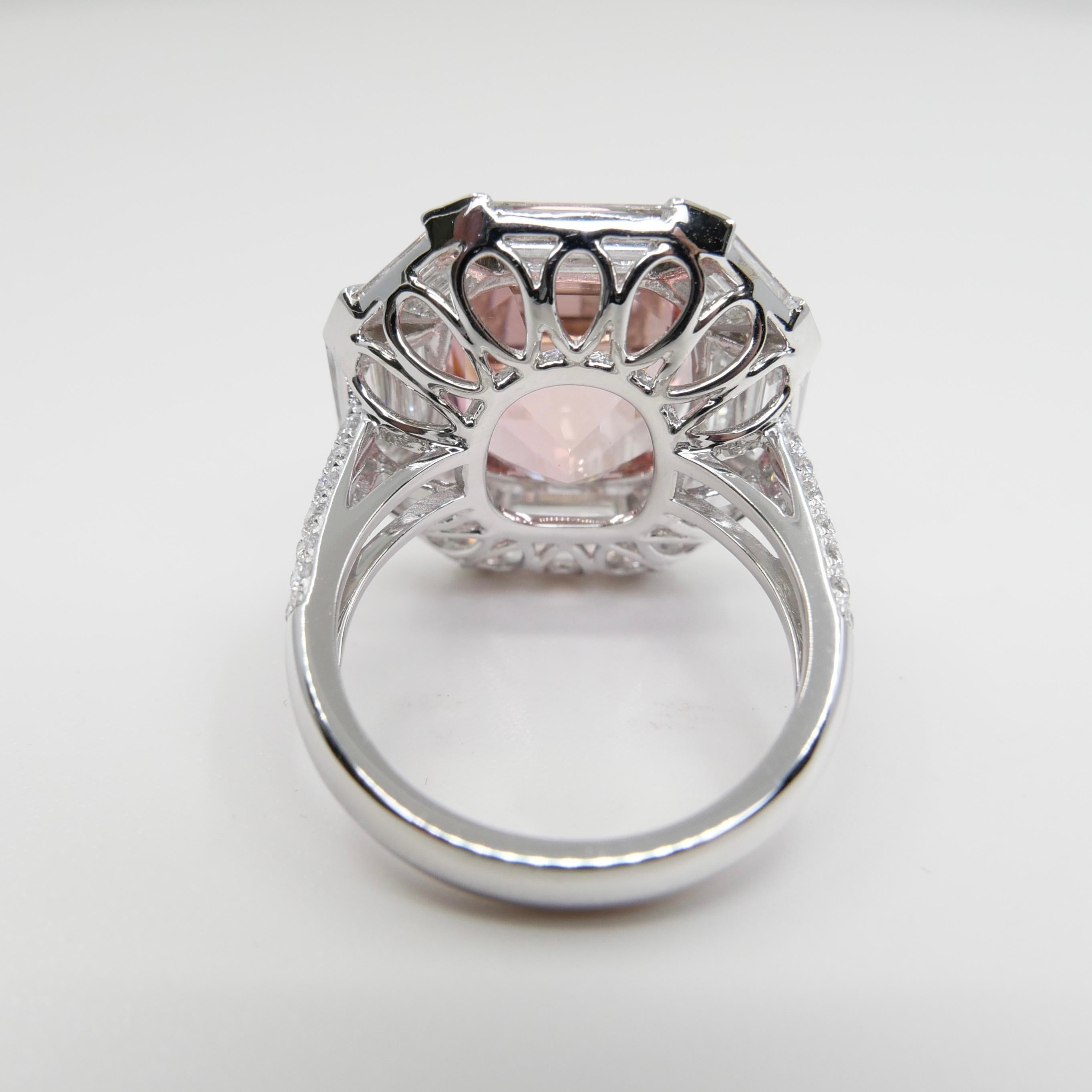 GIA Certified 10.43 Carat Pink Tourmaline & Diamond Ring, Huge Statement Piece In New Condition For Sale In Hong Kong, HK