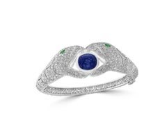 Natural 10.46Cts Ceylon Sapphire & 21Cts Diamond Bracelet in 18k White Gold