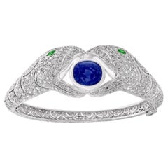 Natural 10.46Cts Ceylon Sapphire & 21Cts Diamond Bracelet in 18k White Gold