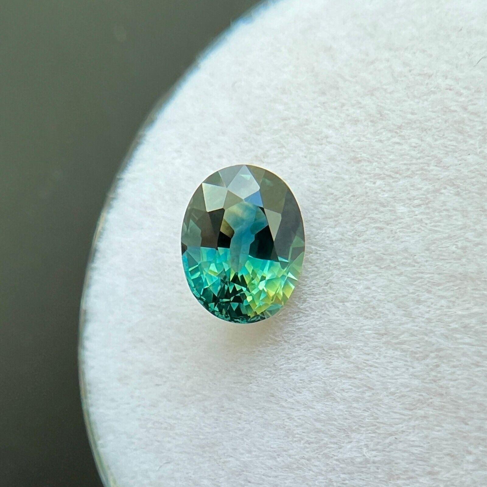 Zafiro Australiano Bicolor Natural 1,04ct Azul Verde Ovalado Suelto 6,6x5,2mm VVS Corte oval en venta
