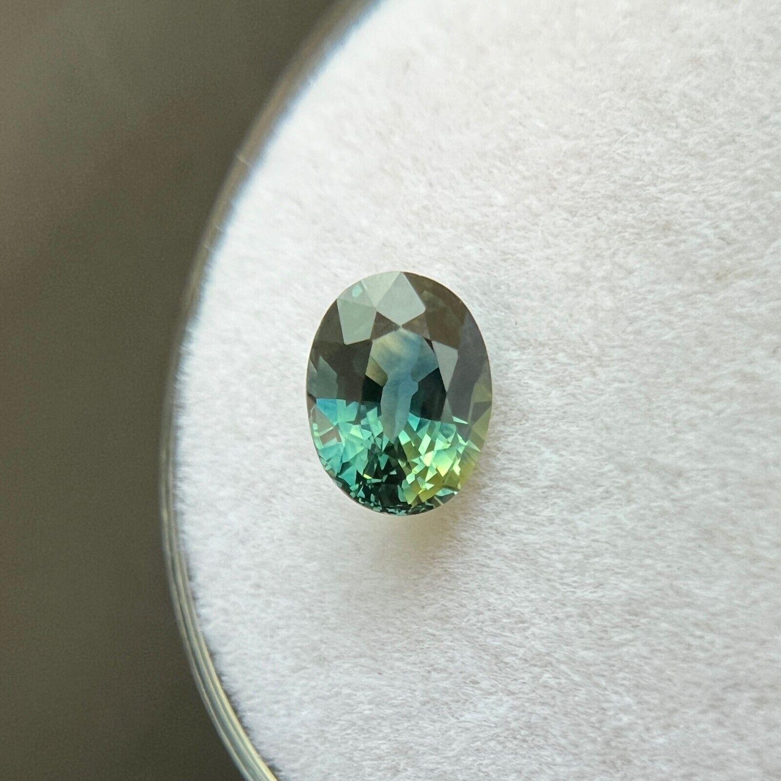 Zafiro Australiano Bicolor Natural 1,04ct Azul Verde Ovalado Suelto 6,6x5,2mm VVS en Nuevo estado para la venta en Birmingham, GB