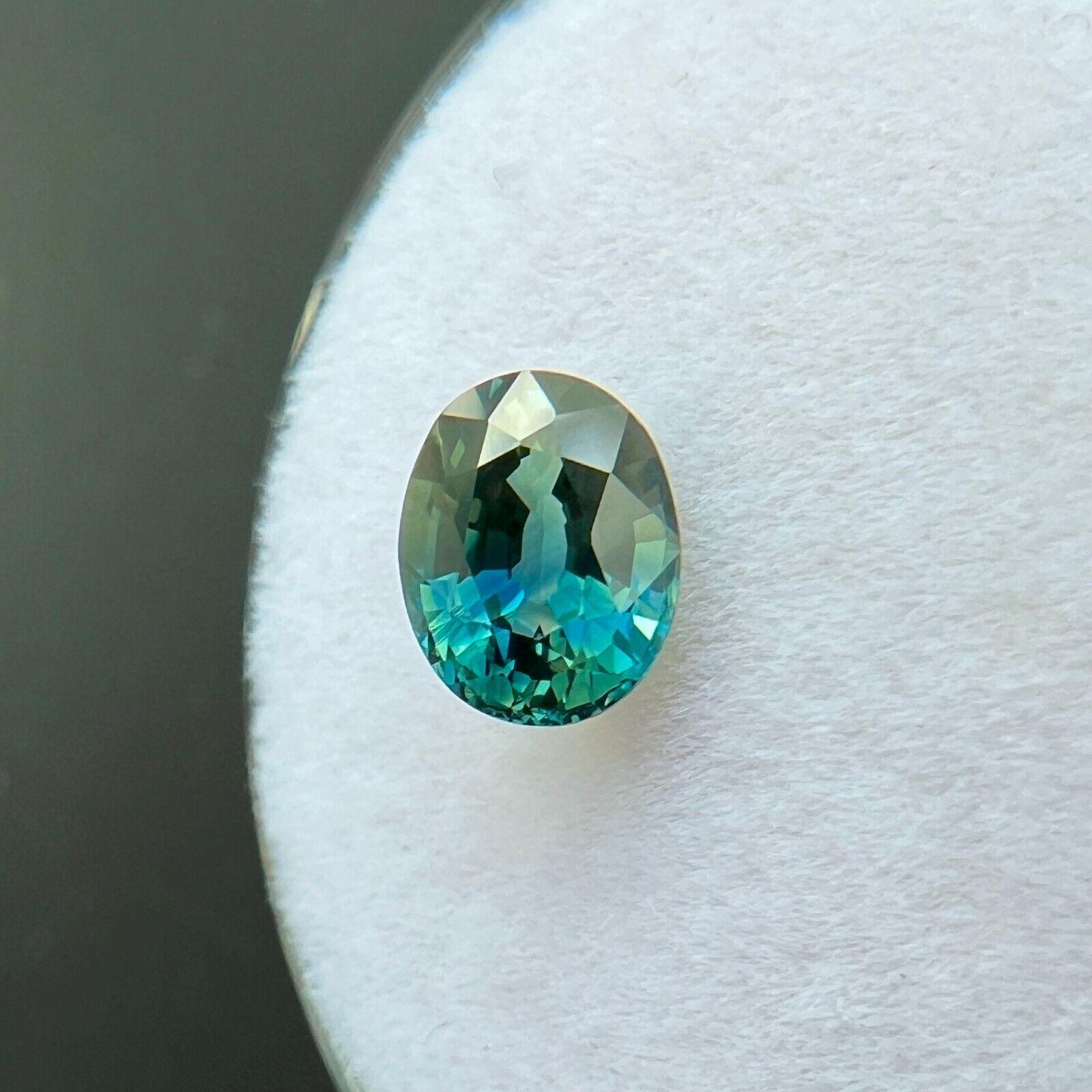 Femenino o masculino Zafiro Australiano Bicolor Natural 1,04ct Azul Verde Ovalado Suelto 6,6x5,2mm VVS en venta