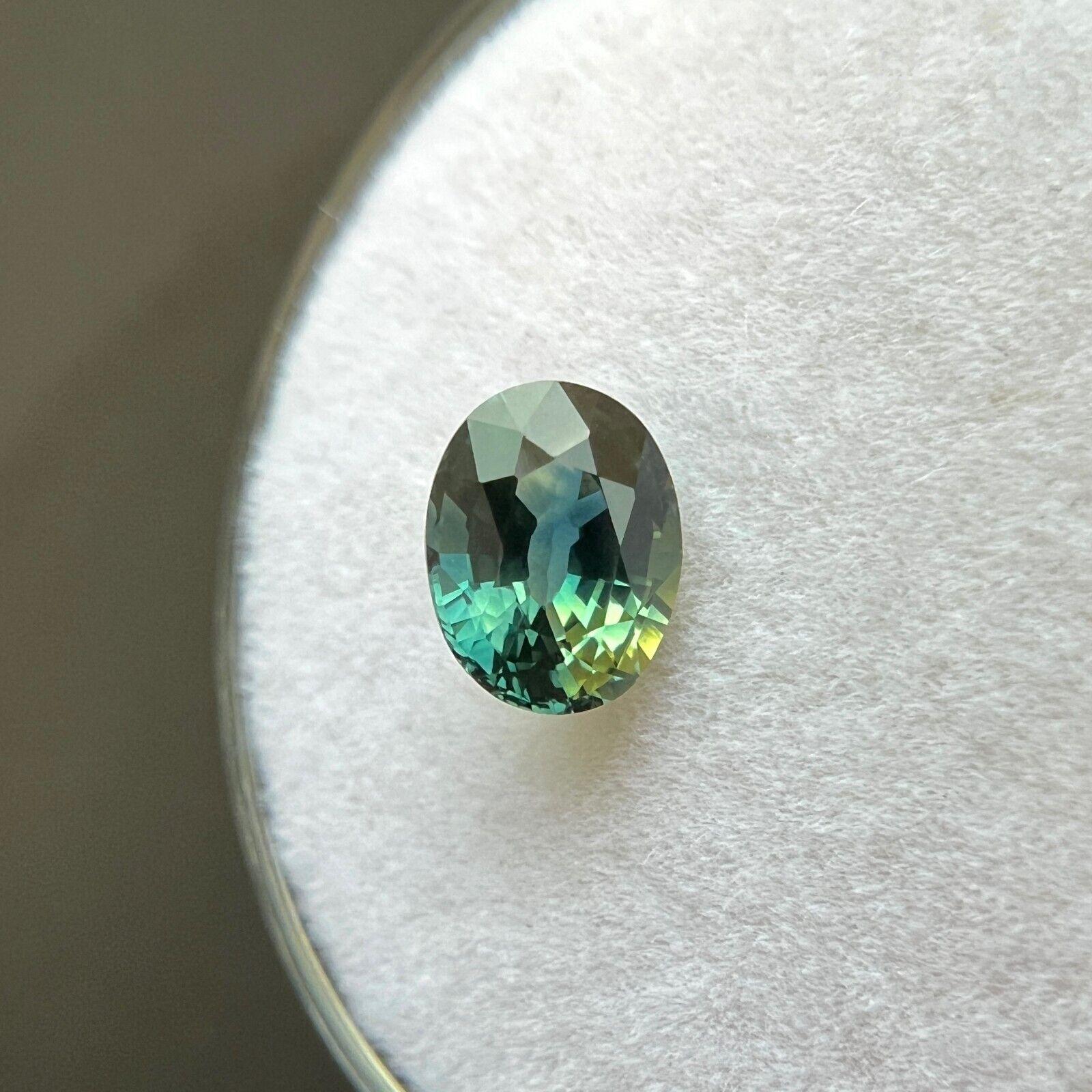 Zafiro Australiano Bicolor Natural 1,04ct Azul Verde Ovalado Suelto 6,6x5,2mm VVS en venta 2