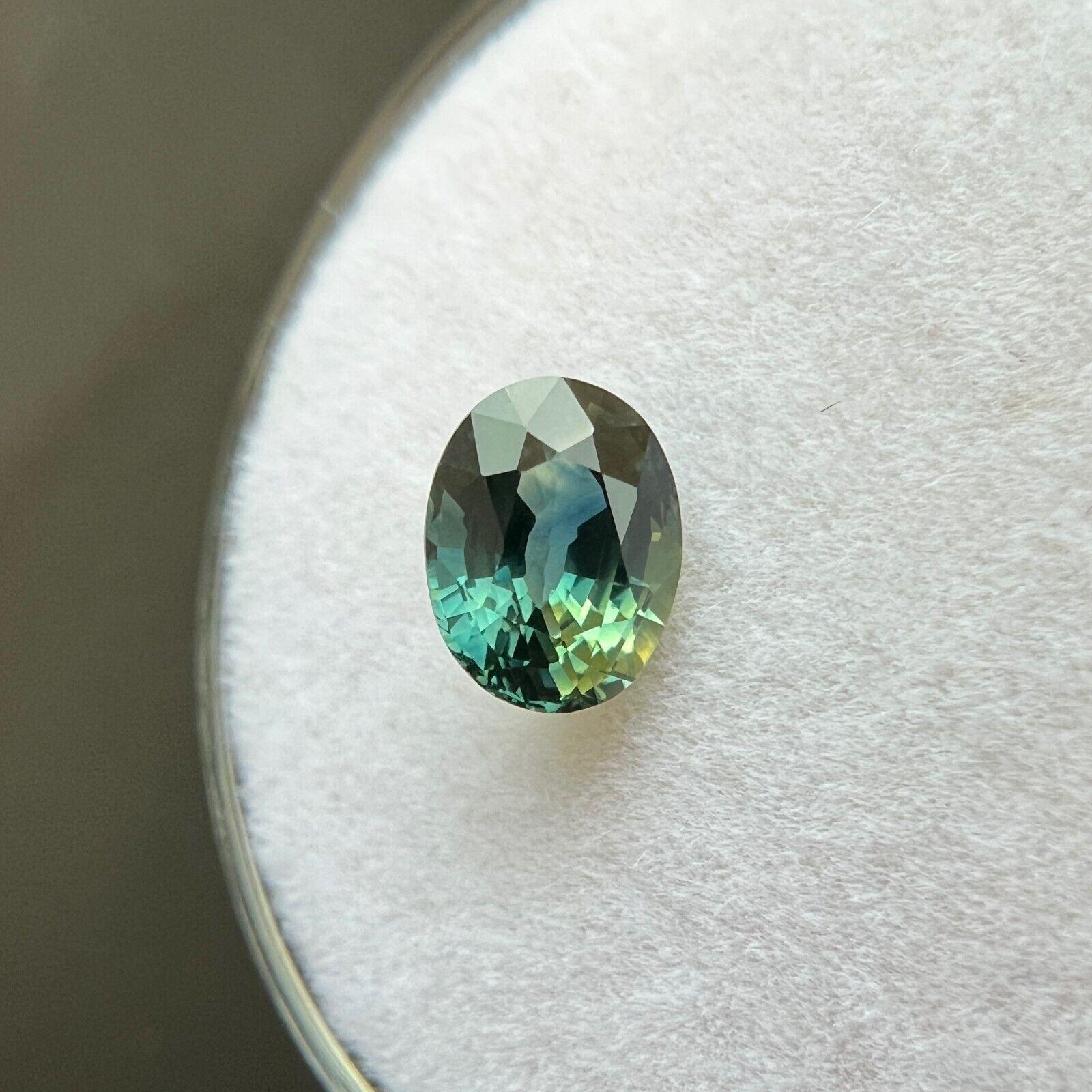Zafiro Australiano Bicolor Natural 1,04ct Azul Verde Ovalado Suelto 6,6x5,2mm VVS en venta 3