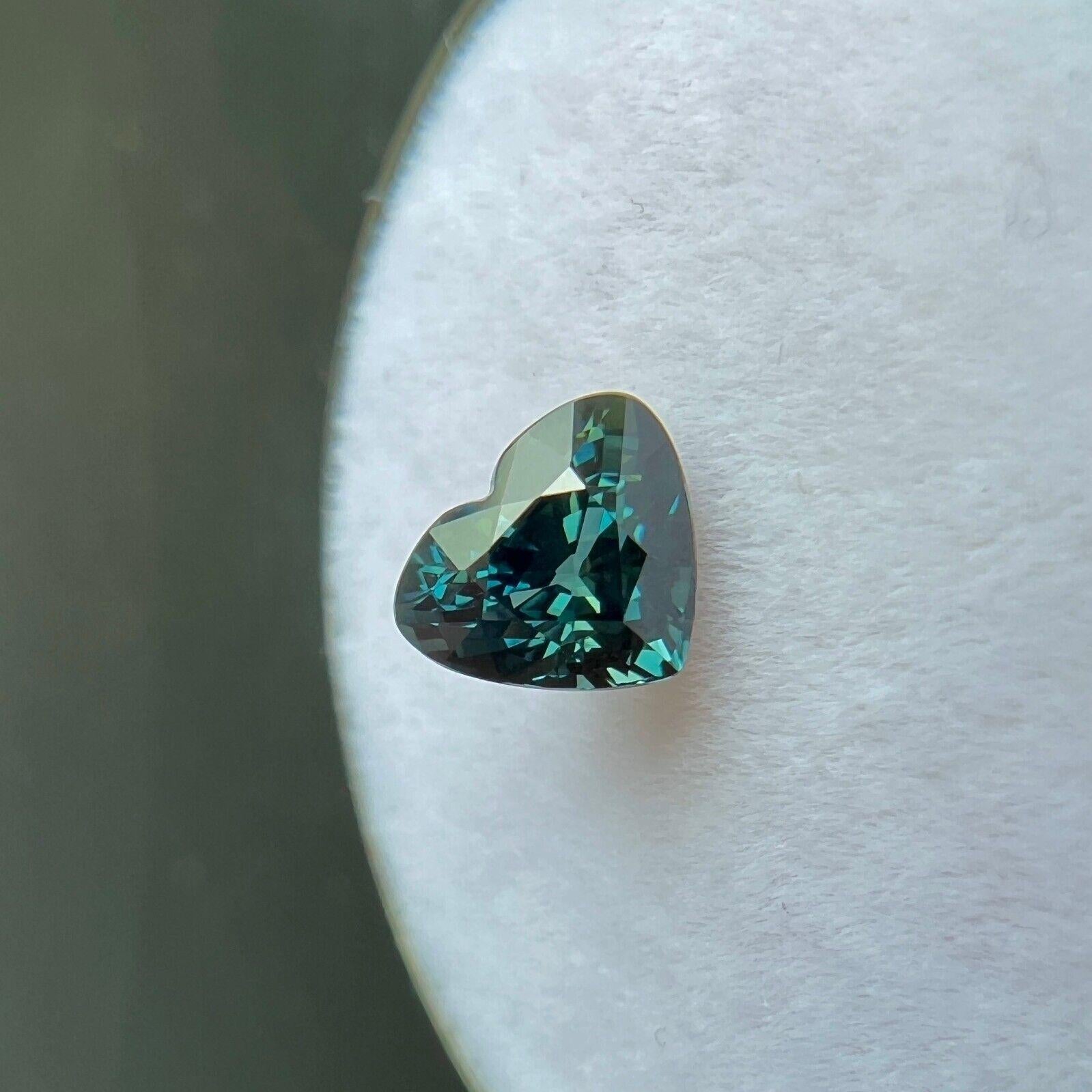Nature 1.04ct Sapphire Untreated Heart Cut Green Blue Gia Certified No Heat Gem Unisexe en vente