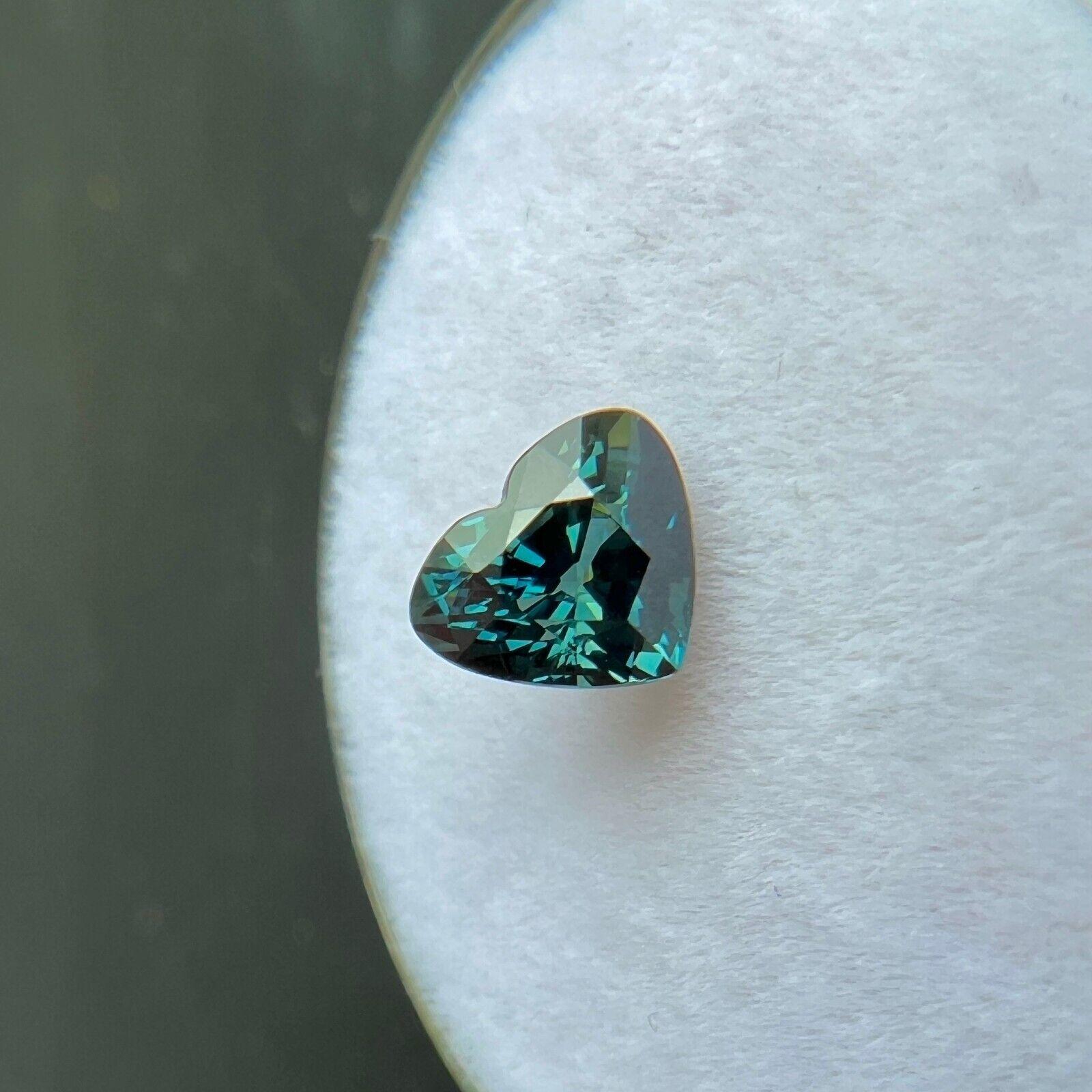 Nature 1.04ct Sapphire Untreated Heart Cut Green Blue Gia Certified No Heat Gem en vente 2