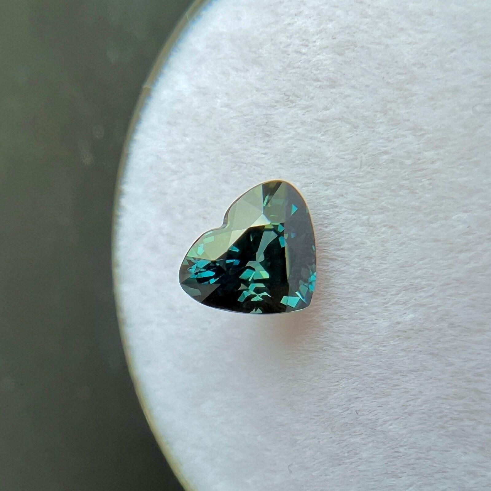 Nature 1.04ct Sapphire Untreated Heart Cut Green Blue Gia Certified No Heat Gem en vente 3