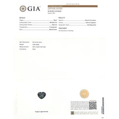 Natural 1.04ct Untreated Green Blue Sapphire GIA Certified Unheated Heart Cut
