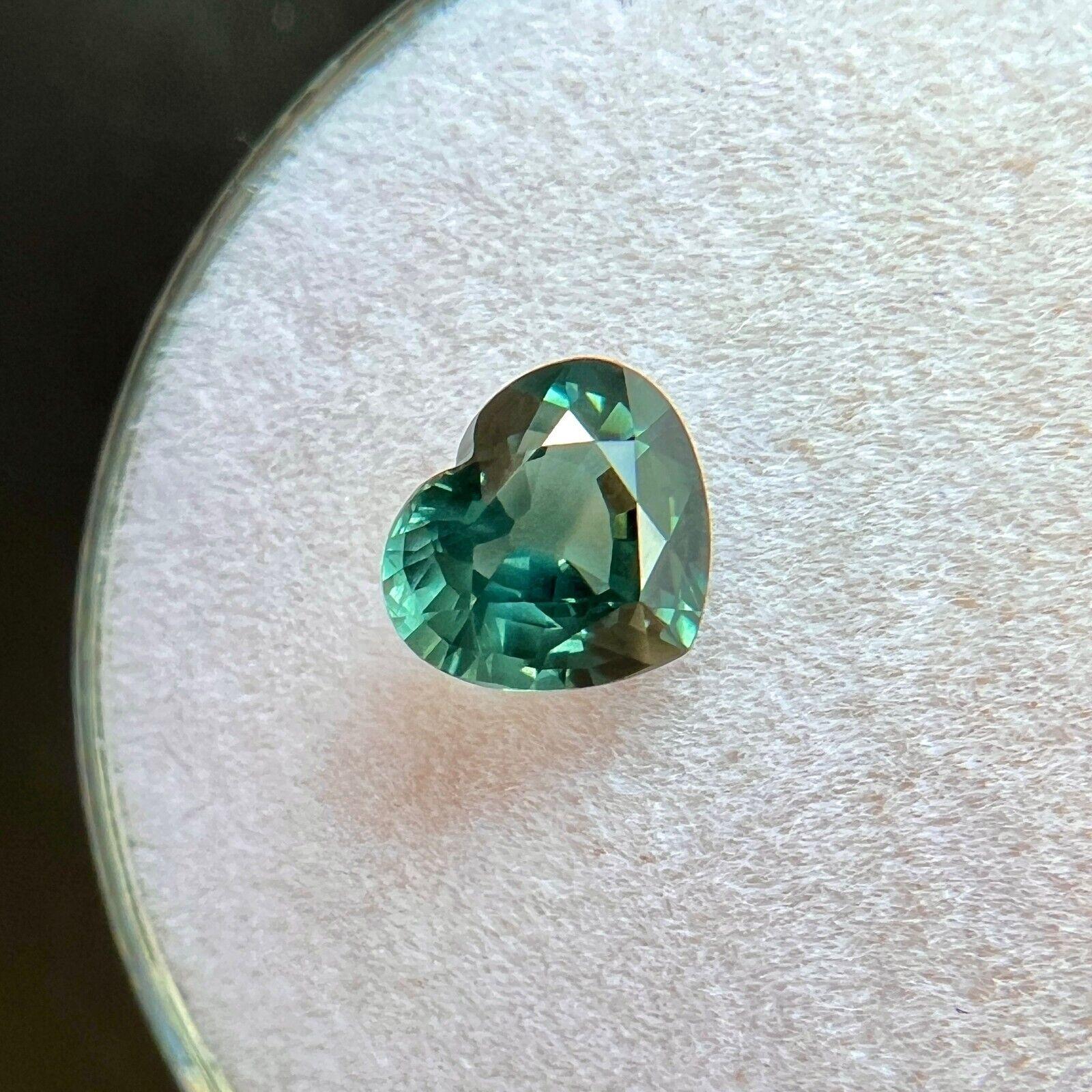 Zafiro azul verde natural sin tratar de 1,04 ct, certificado por la GIA, talla corazón sin calentar Corte de corazón en venta