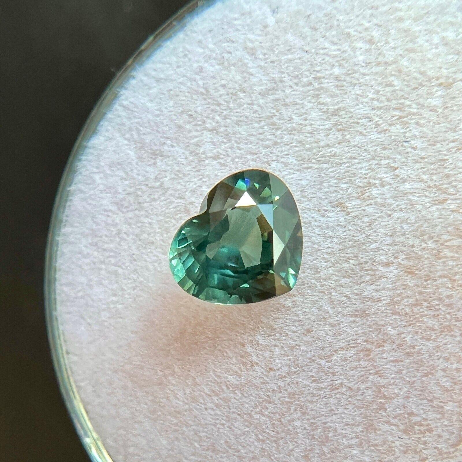 Zafiro azul verde natural sin tratar de 1,04 ct, certificado por la GIA, talla corazón sin calentar en Nuevo estado para la venta en Birmingham, GB
