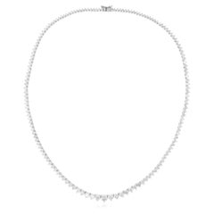 Collier en or blanc 18 carats avec chaîne de diamants ronds gradués Nature 10,5 carats