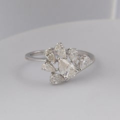 Natural 1.05 Carat SI Clarity HI Color Diamond Ring 18 Karat White Gold Jewelry