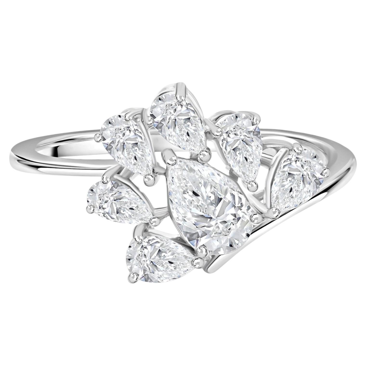 Bague en or blanc 18 carats avec diamant naturel de 1,05 carat de pureté SI de couleur hi-colore