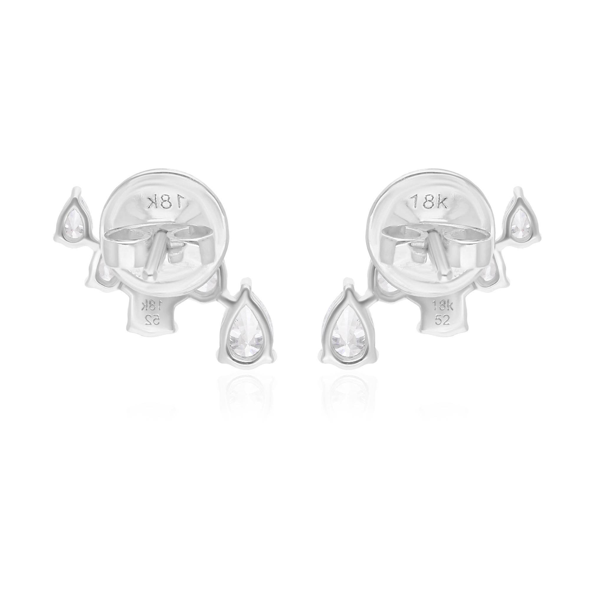 Natural 1.05 Carat SI/H Pear Shape Diamond Earrings 18 Karat White Gold Jewelry In New Condition For Sale In Diera, Dubai
