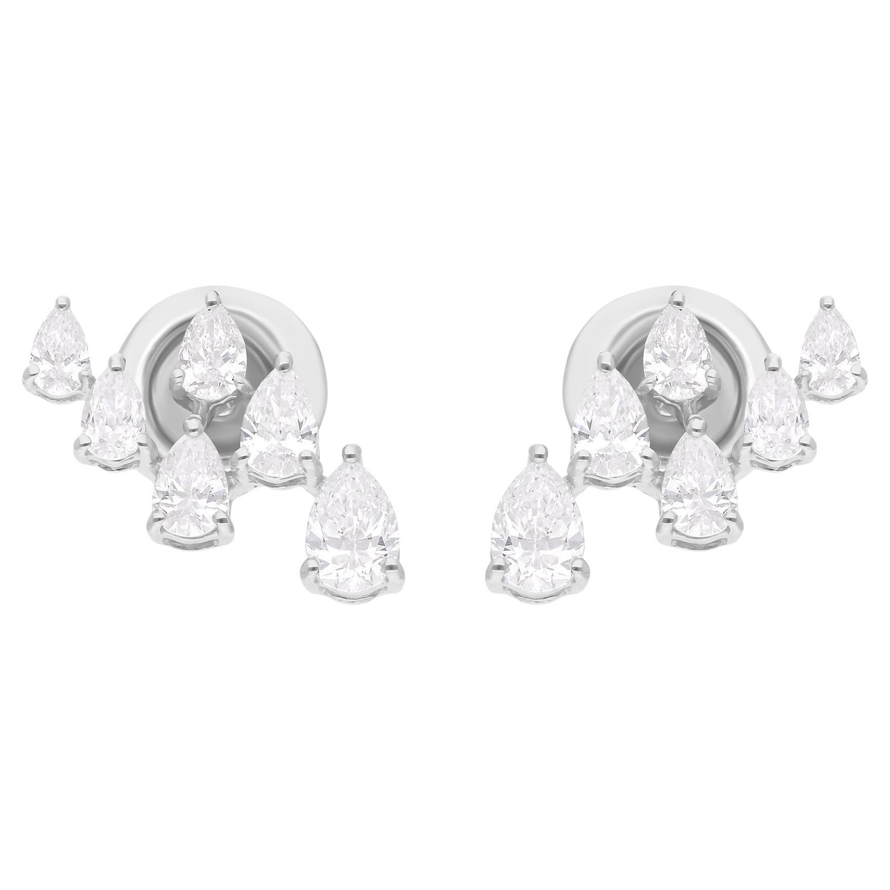 Pendientes de diamantes naturales en forma de pera de 1,05 quilates SI/H Joyas de oro blanco de 18 quilates