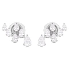 Pendientes de diamantes naturales en forma de pera de 1,05 quilates SI/H Joyas de oro blanco de 18 quilates
