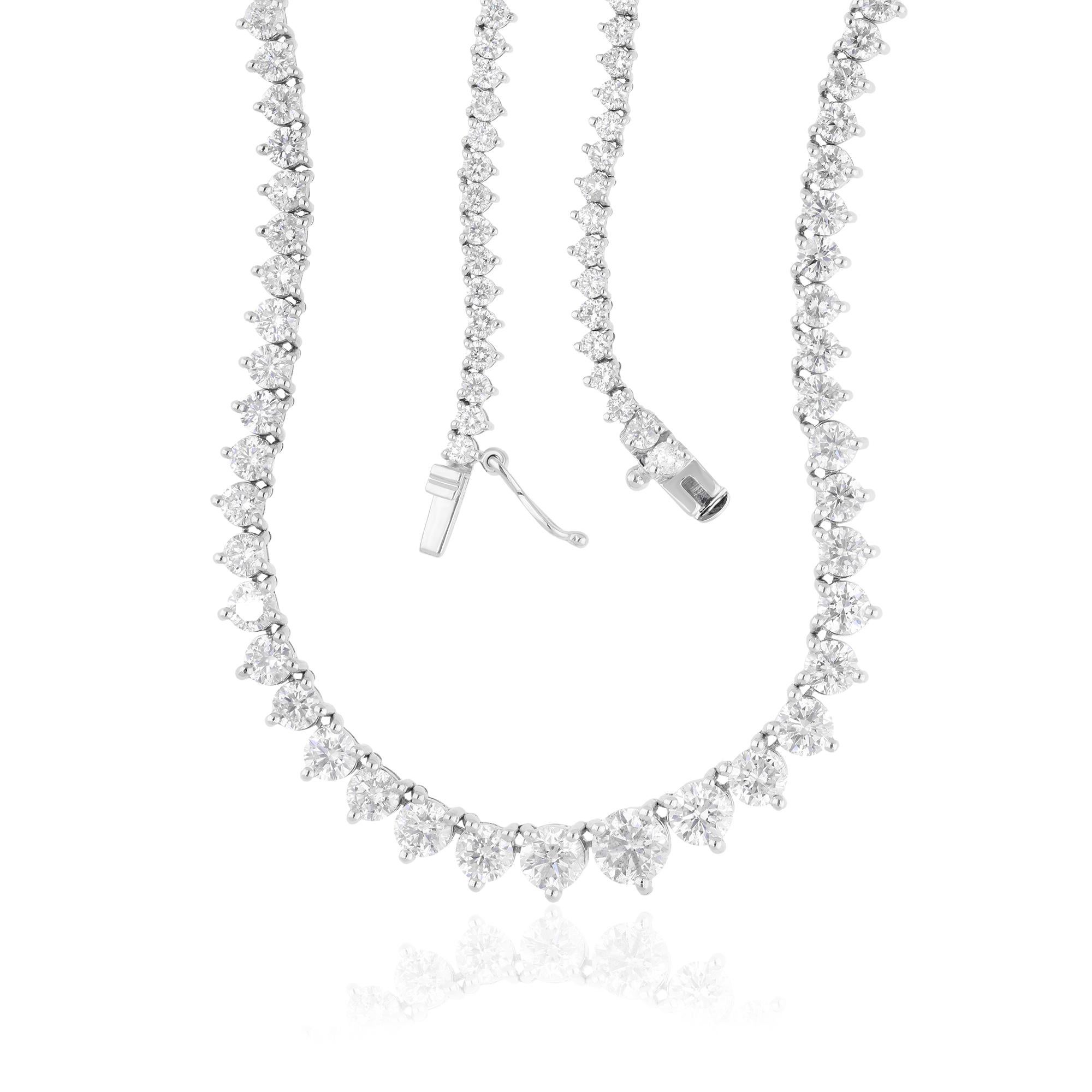Immerse yourself in the sheer opulence of this handmade 10.50 carat diamond necklace, a masterpiece of fine jewelry crafted in 14 karat white gold. Every facet of this necklace exudes luxury and sophistication, from the dazzling array of natural