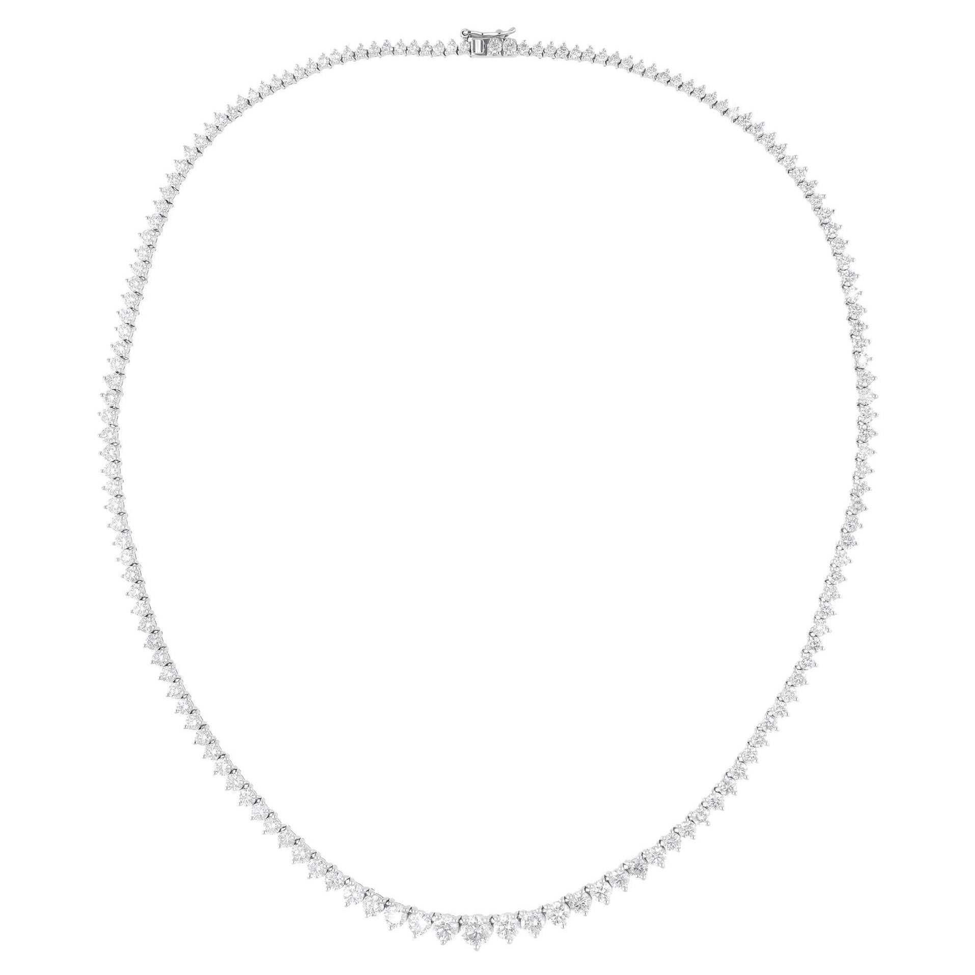 Collier de diamants naturels de 10,50 carats en or blanc 14 carats, fait à la main