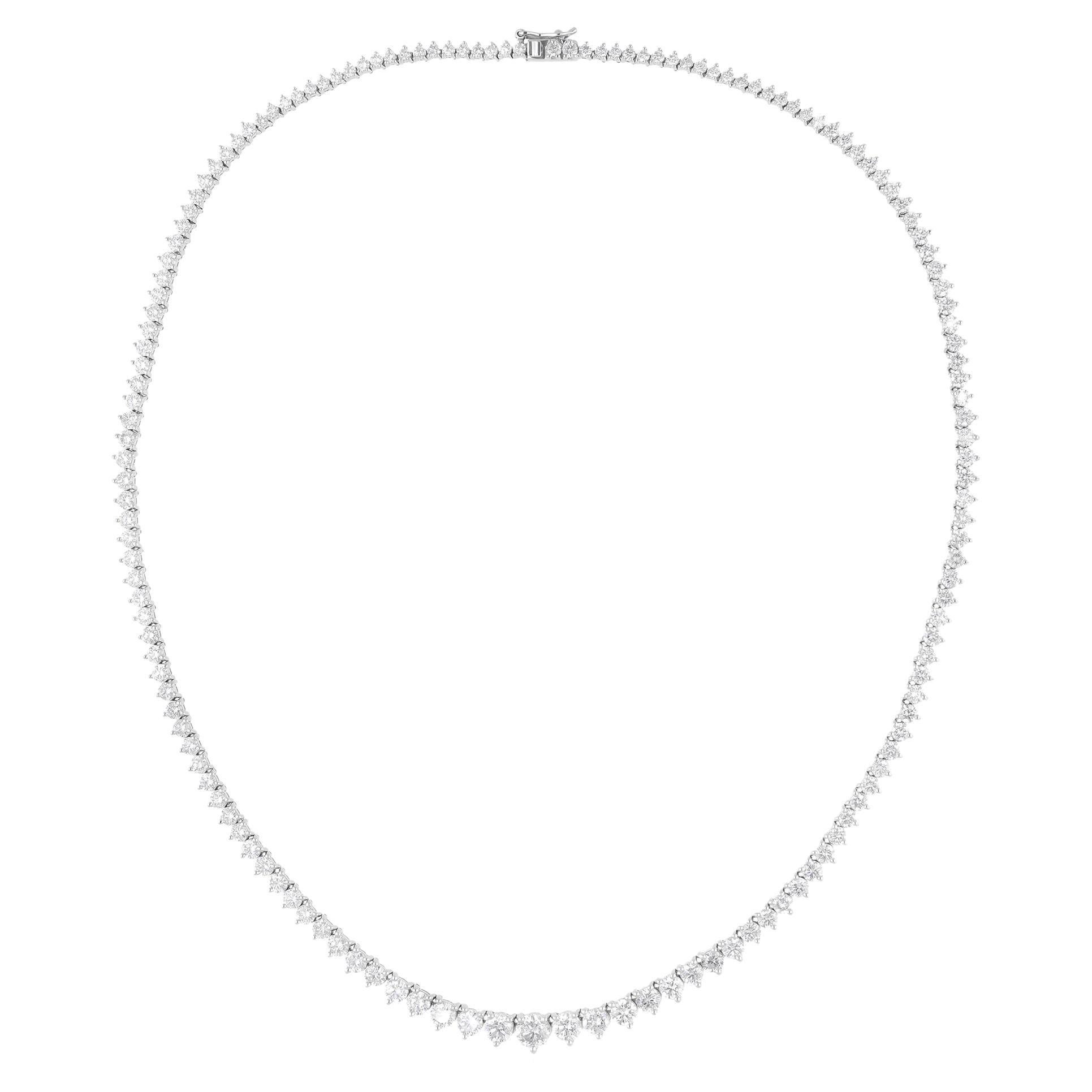 Collier de diamants naturels de 10,50 carats en or blanc 18 carats, fait à la main