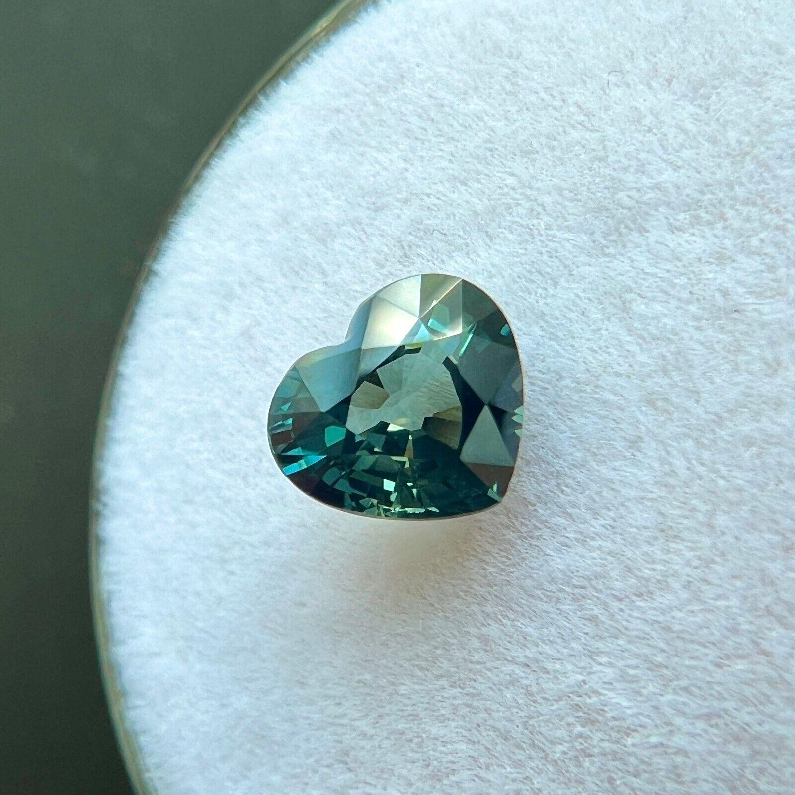 Women's or Men's Natural 1.05ct Untreated Green Blue Sapphire Gia Certified Unheated Heart Cut If For Sale