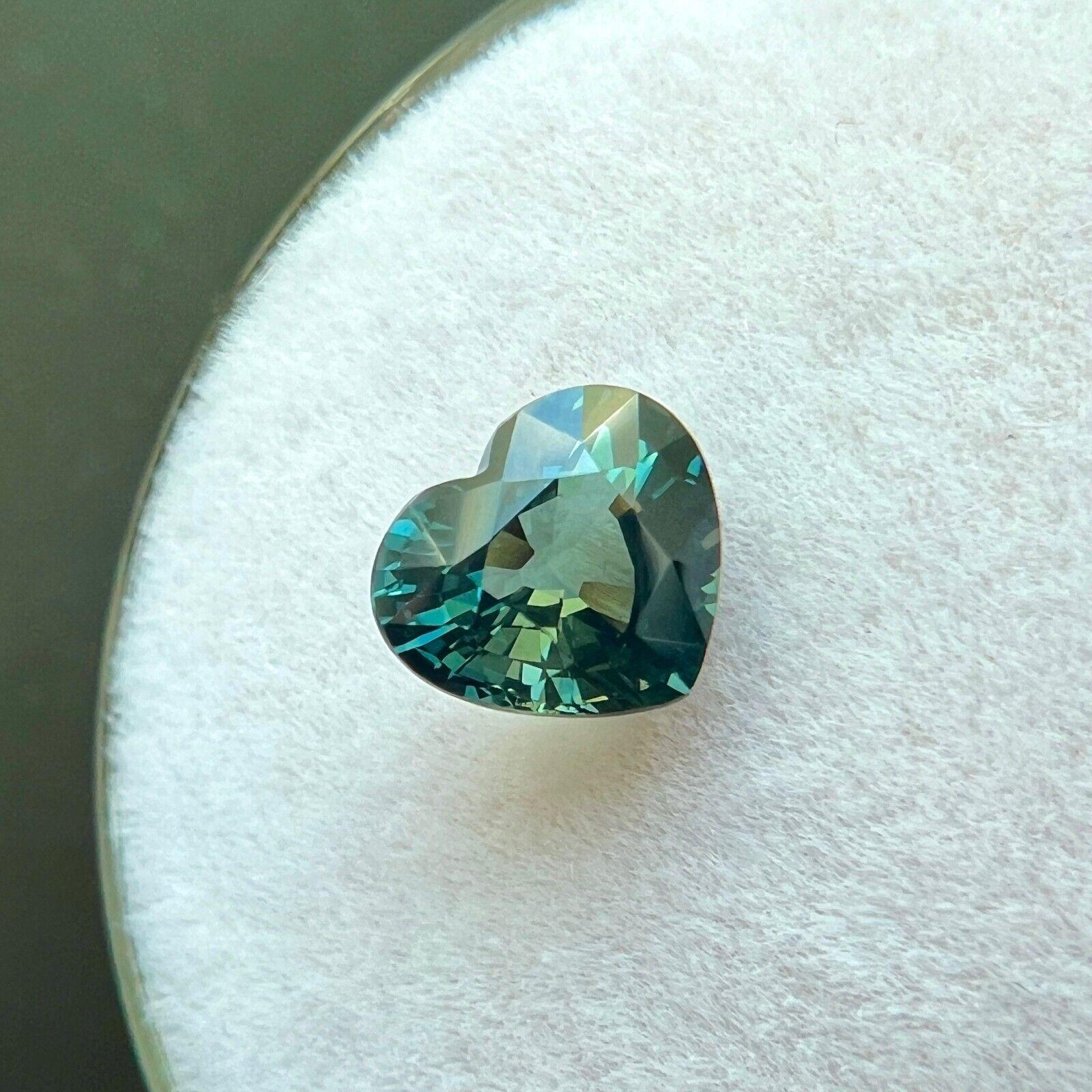 Natural 1.05ct Untreated Green Blue Sapphire Gia Certified Unheated Heart Cut If For Sale 1