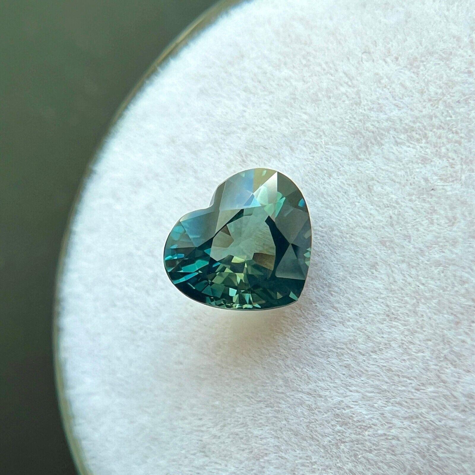Natural 1.05ct Untreated Green Blue Sapphire Gia Certified Unheated Heart Cut If For Sale 2