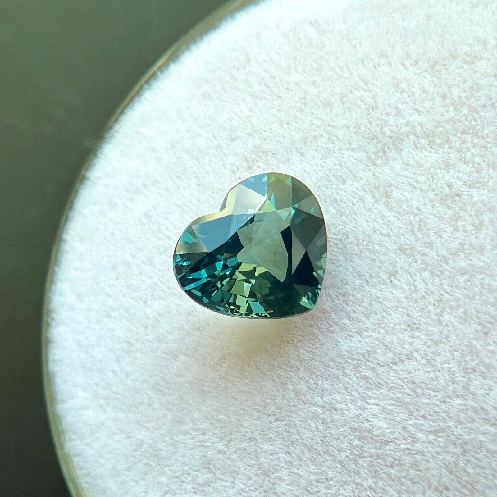 Natural 1.05ct Untreated Green Blue Sapphire Gia Certified Unheated Heart Cut If For Sale 3