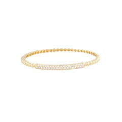 Natural 1.06 Carat Pave Diamond 18-Karat Beaded Bump Bangle En Stock