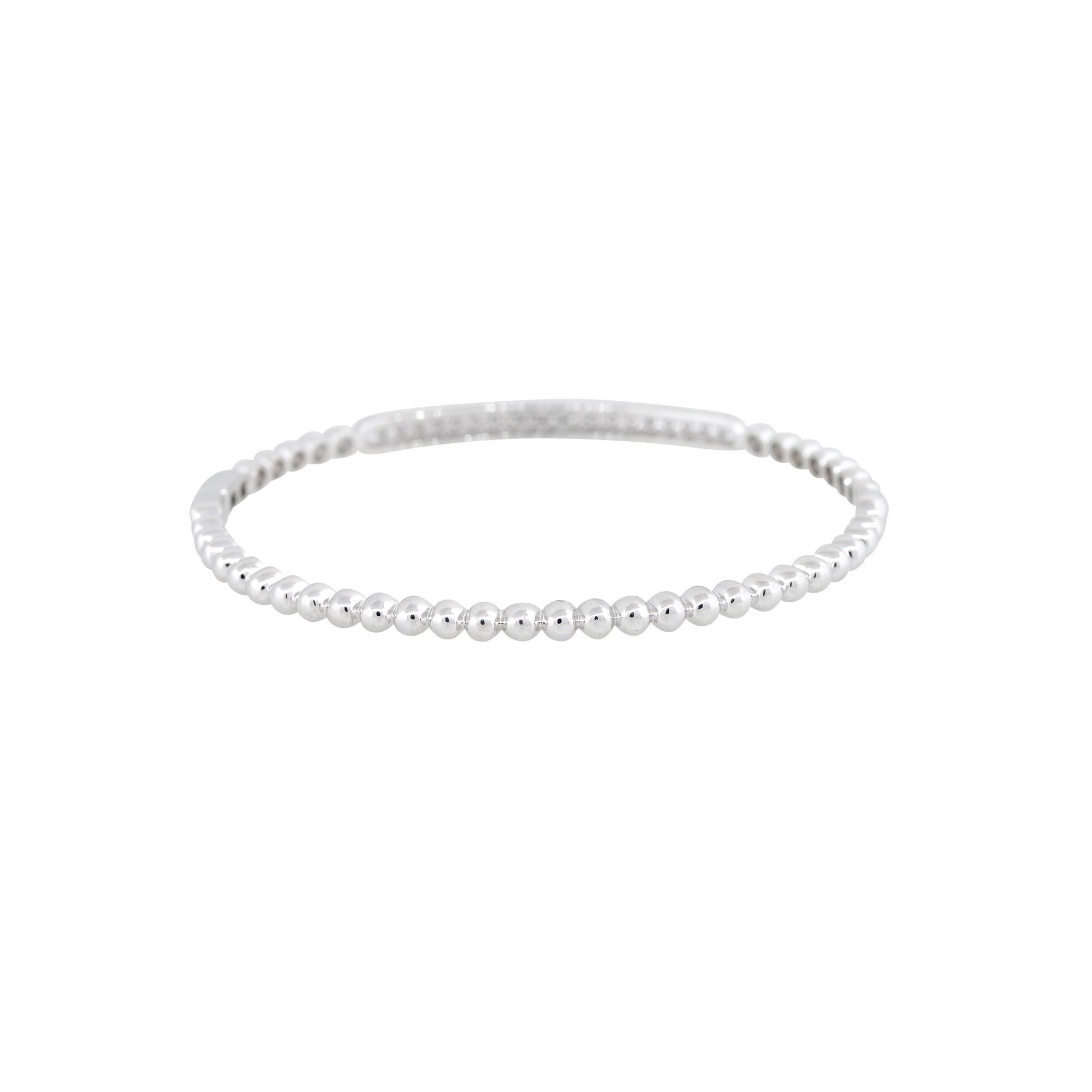 Natürlicher natürlicher 1,06 Karat Pave Diamant 18 Karat Perlen Bump Armreif auf Lager (Rundschliff) im Angebot