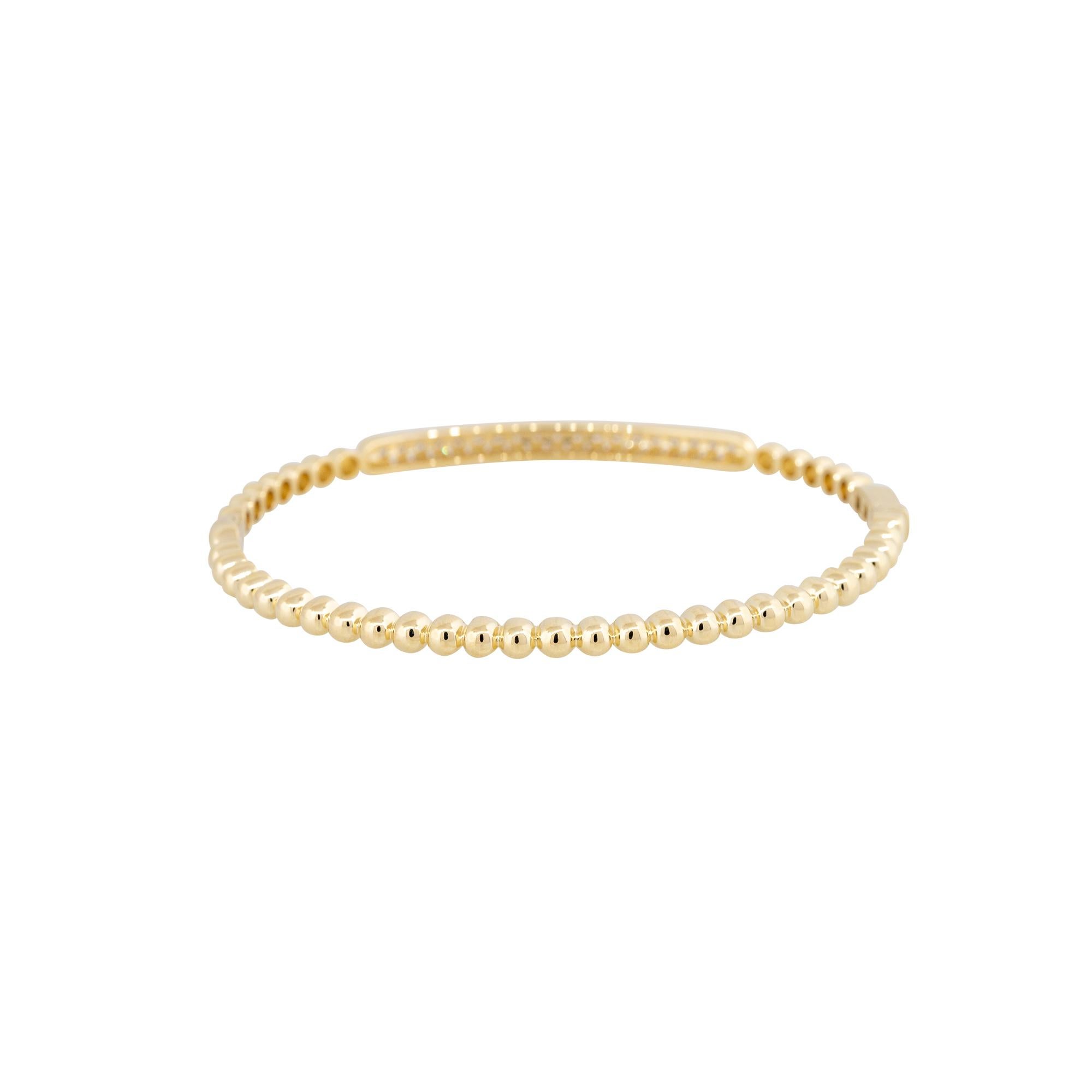 Bracelet jonc bump en perles 18 carats avec diamants pavés naturels de 1,06 carat Neuf - En vente à Boca Raton, FL