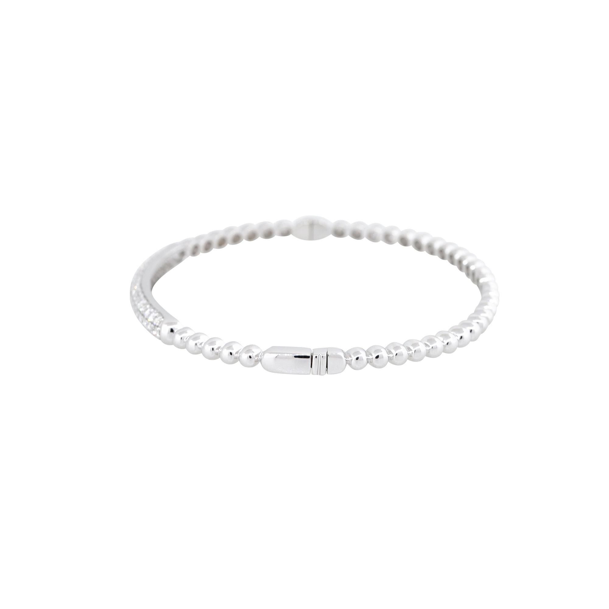 Natürlicher natürlicher 1,06 Karat Pave Diamant 18 Karat Perlen Bump Armreif auf Lager im Zustand „Neu“ im Angebot in Boca Raton, FL