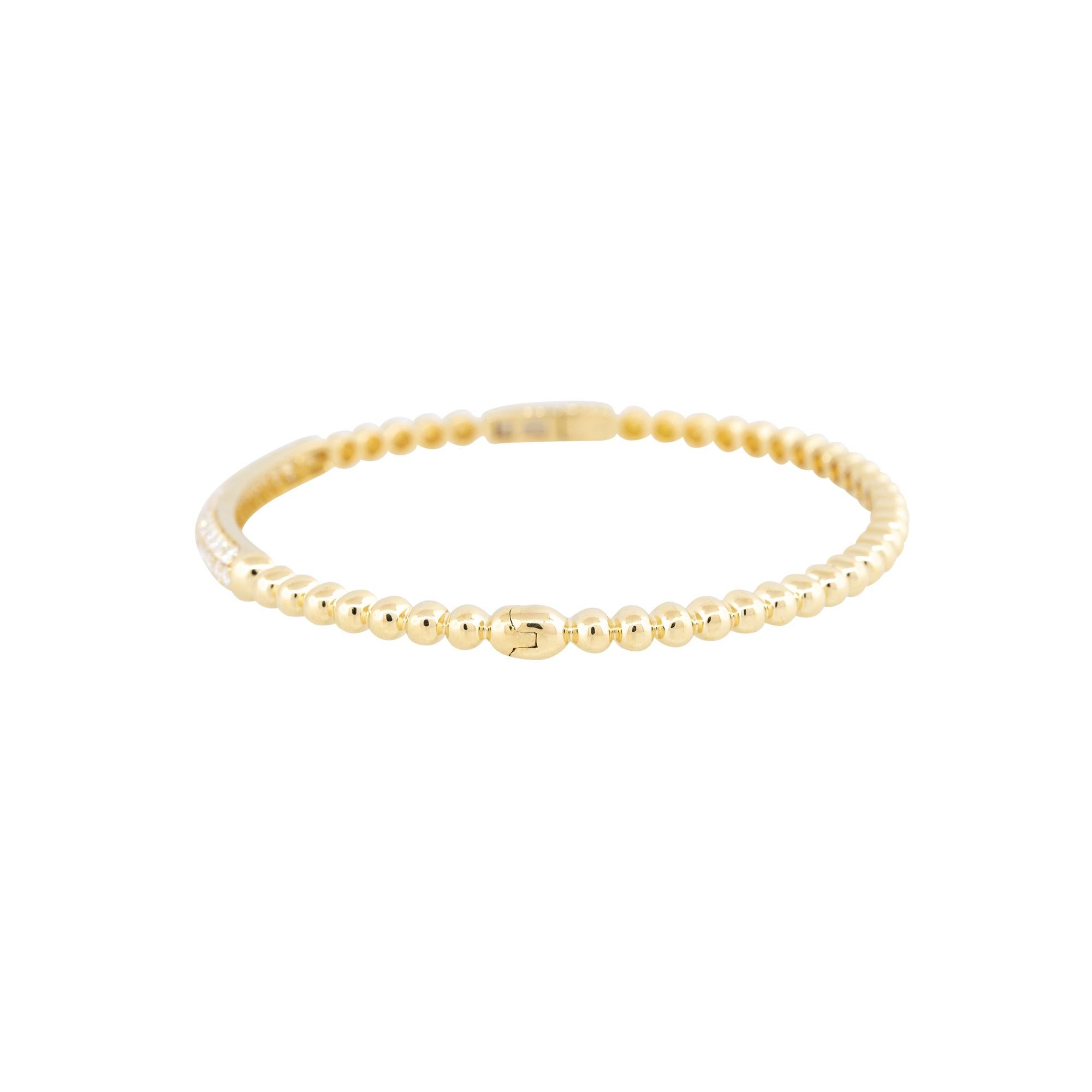 Bracelet jonc bump en perles 18 carats avec diamants pavés naturels de 1,06 carat Pour femmes en vente
