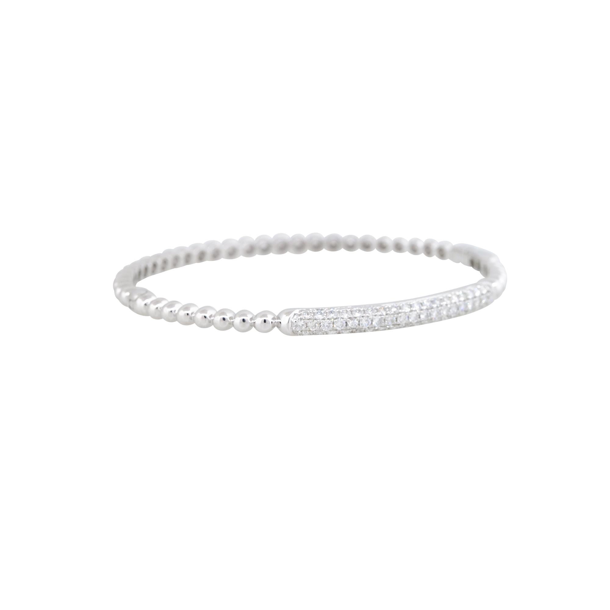 Natürlicher natürlicher 1,06 Karat Pave Diamant 18 Karat Perlen Bump Armreif auf Lager im Angebot 1