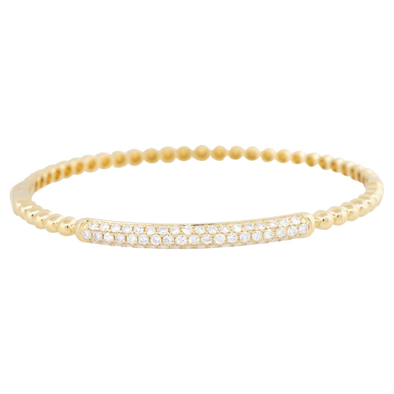 Diamante naturale da 1,06 carati in pavé 18 carati con perline Bangle In magazzino
