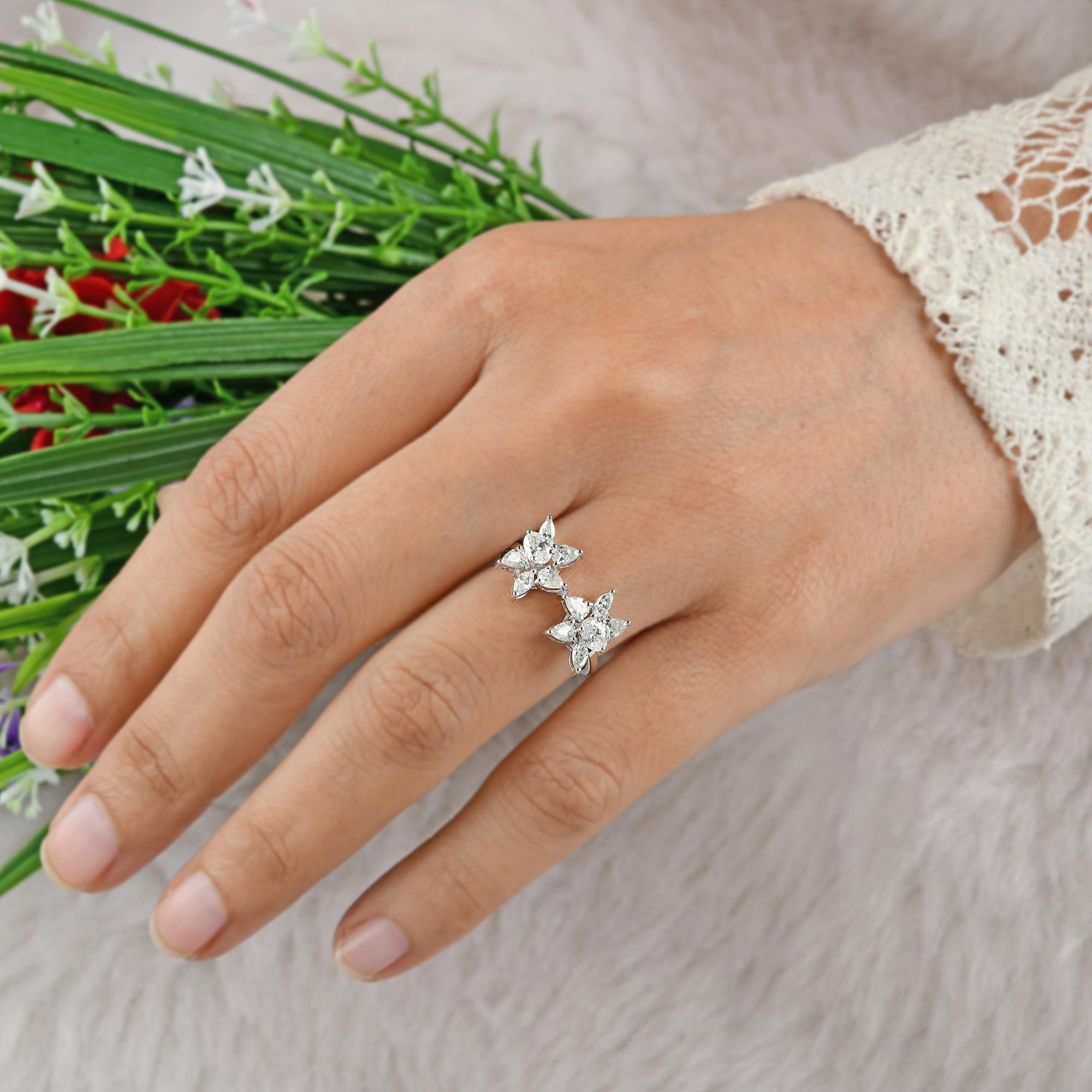 Natürlicher natürlicher 1,06 Karat SI Reinheit HI Farbe Diamantring 14 Karat Weißgold Schmuck (Tropfenschliff) im Angebot