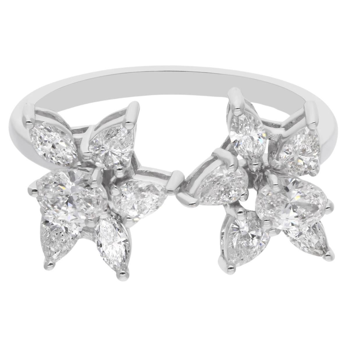 Natural 1.06 Carat SI Clarity HI Color Diamond Ring 18 Karat White Gold Jewelry