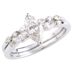 Natural 1.06Ct SI/H Diamond Set of 2 Engagement Rings 14 Karat White Gold